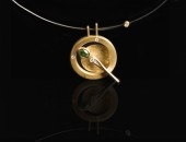 Girocollo oro giallo con tsavorite e diamanti | Negri Gioielli Roma 100% Artigianali | handmade jewellery