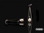 Orecchini oro bianco con perle e diamanti | Negri Gioielli Roma 100% Artigianali | handmade jewellery