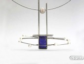 Pendente argento con vetro dicroico e perle | Negri Gioielli Roma 100% Artigianali | handmade jewellery