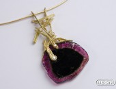 Oro Giallo con sezione di tormalina e diamanti | Negri Gioielli Artigianali | handmade jewellery